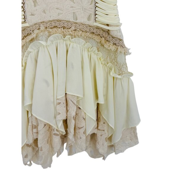 NWT Free People Ixiah Liminal Ivory Lace Ruffle Mini Dress | Grunge Fairycore 6 - Picture 5 of 16